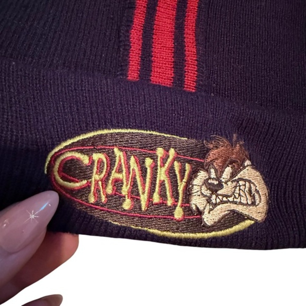 Vintage 90's Tazz Beanie Hat Cap‎ Dark Navy Blue Looney Tunes Streetwear Skater - Picture 2 of 5